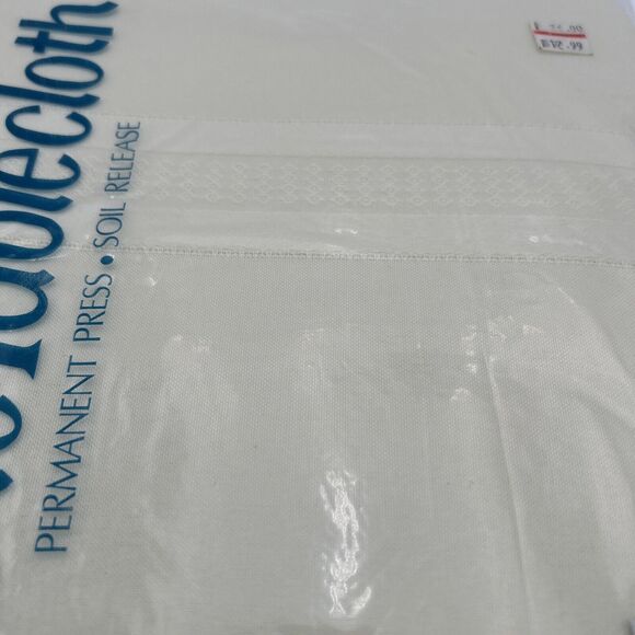 NOS Satin Stripe Fabric Cream Tablecloth NIP 100% Textured Polyster 60 x 84 Oval - Picture 10 of 12